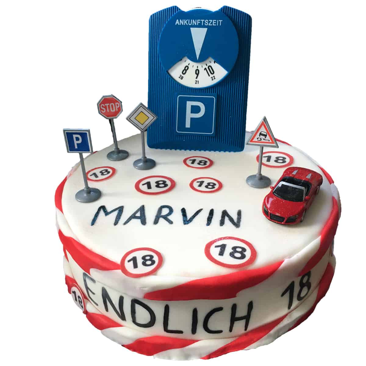 Torte 18. Geburtstag FührerscheinTorte mit Parkscheibe